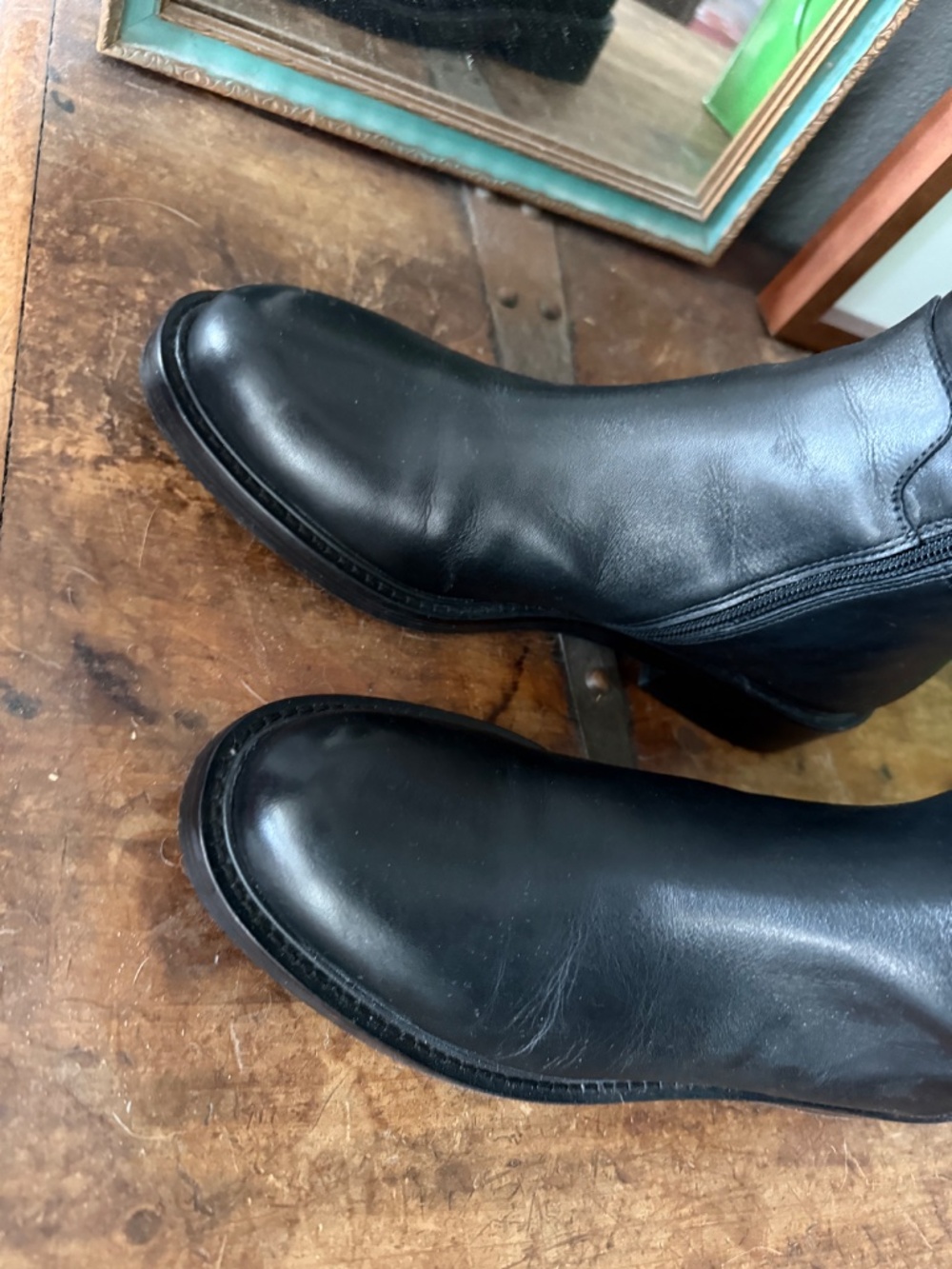 Quince Italian Leather Black riding boots size 9 - Picture 3 of 5